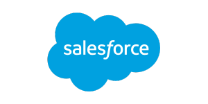 Salesforce logo with the word salesforce in white lowercase letters inside a blue cloud shape on a black background.