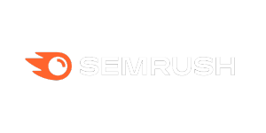 The SEMrush logo features an orange comet icon on the left and the word SEMRUSH in bold, white capital letters on a black background.